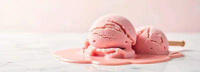 Two Scoops Of Melting Strawberry Ice Cream