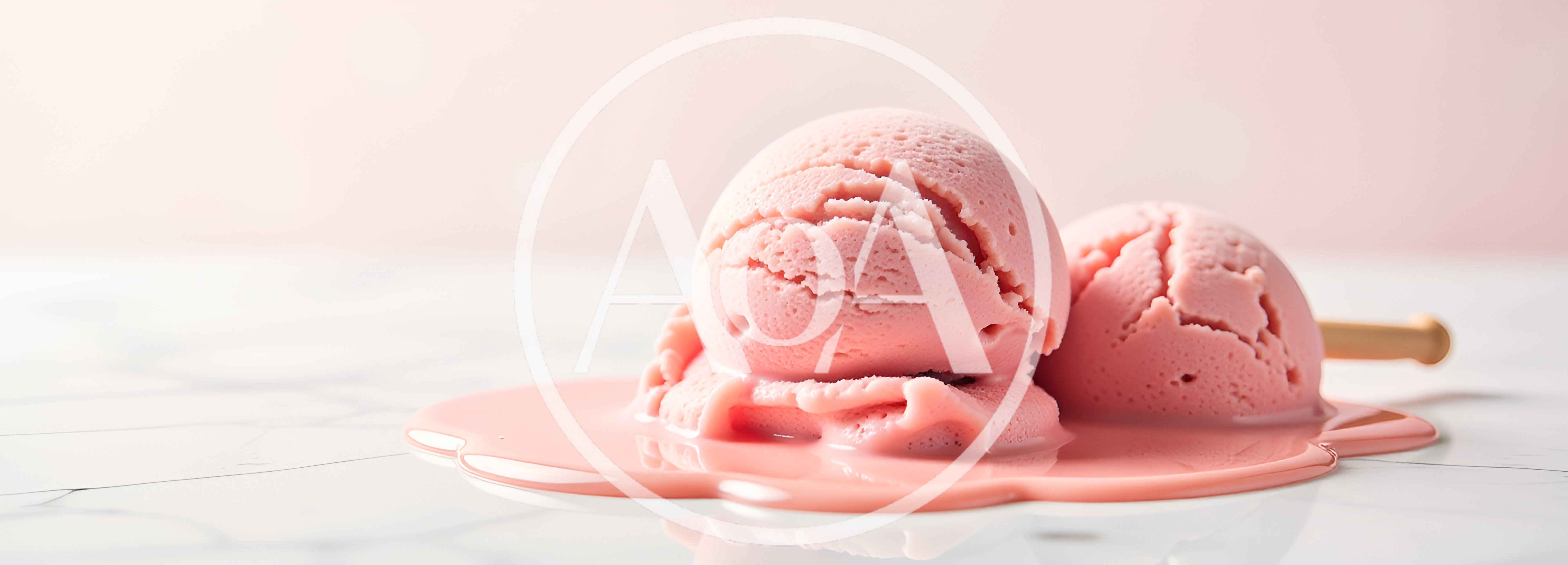 Two Scoops Of Melting Strawberry Ice Cream