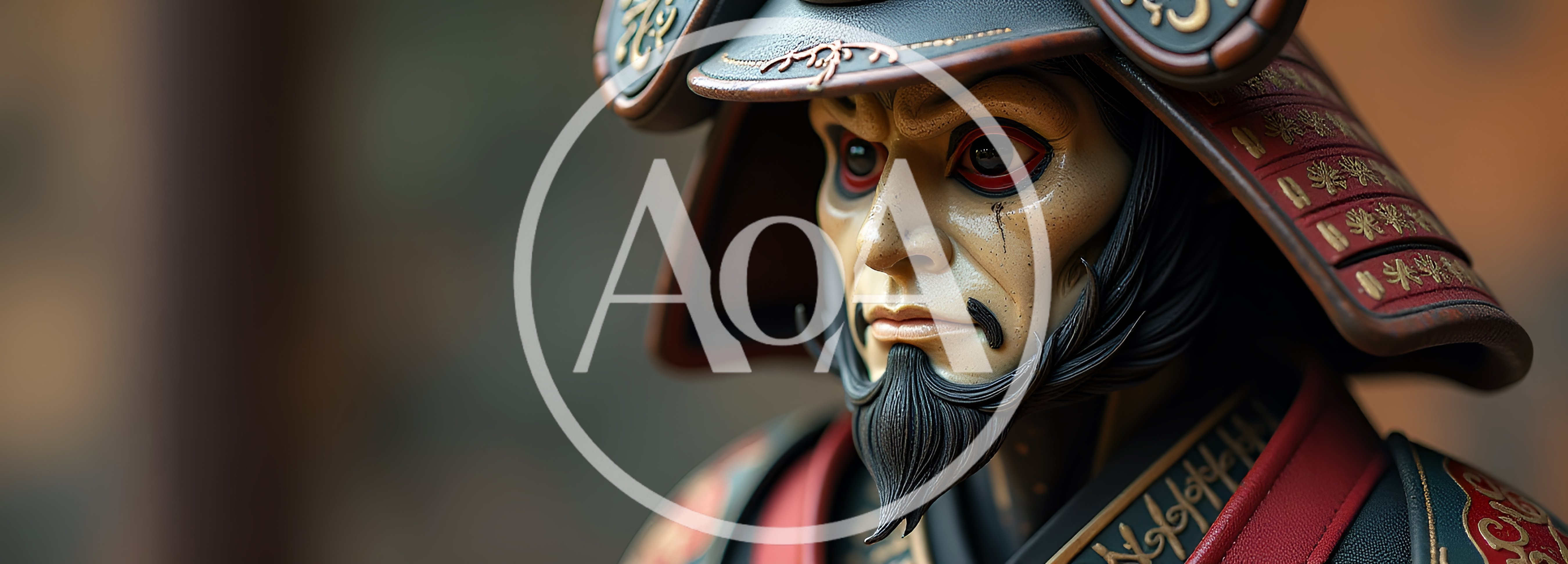 Close Up Portrait Of A Traditional Japanese Samurai Warrior
