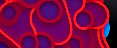 Abstract Red Neon Rings On Purple Background