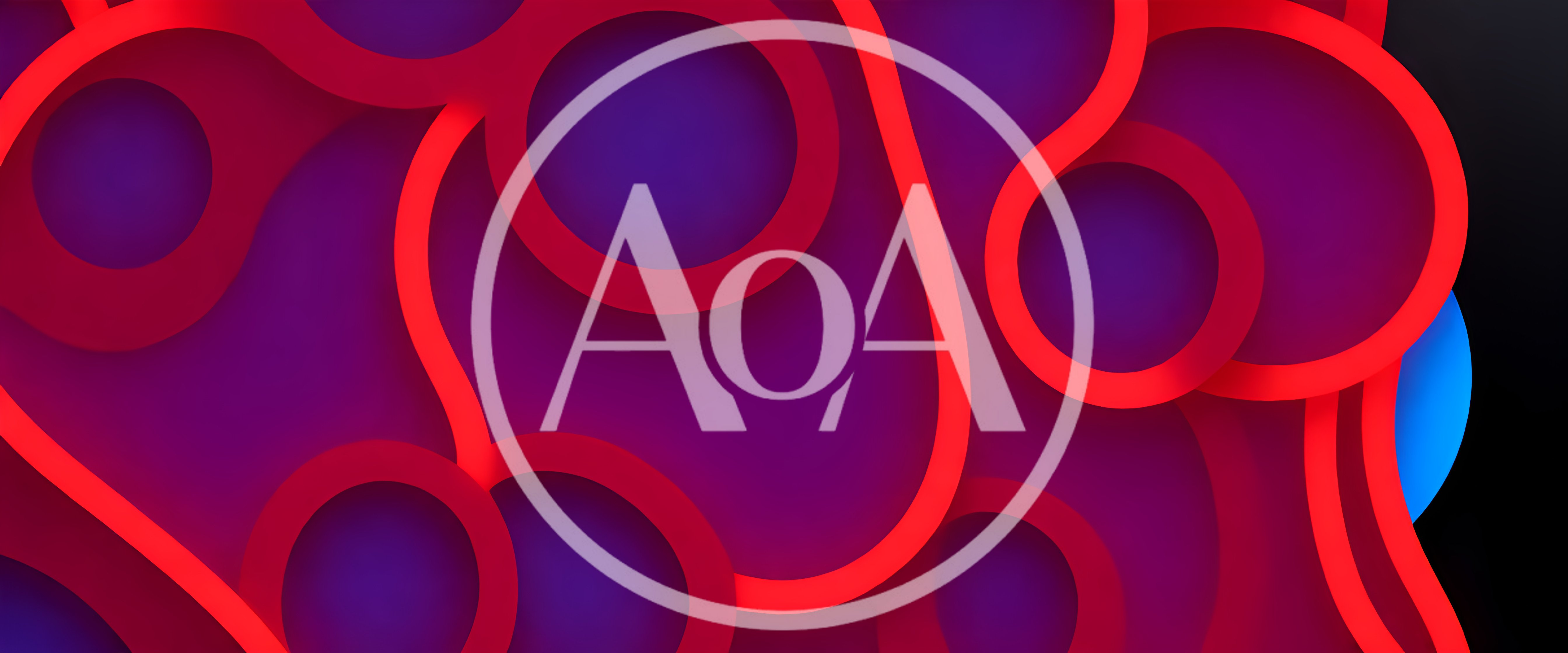 Abstract Red Neon Rings On Purple Background