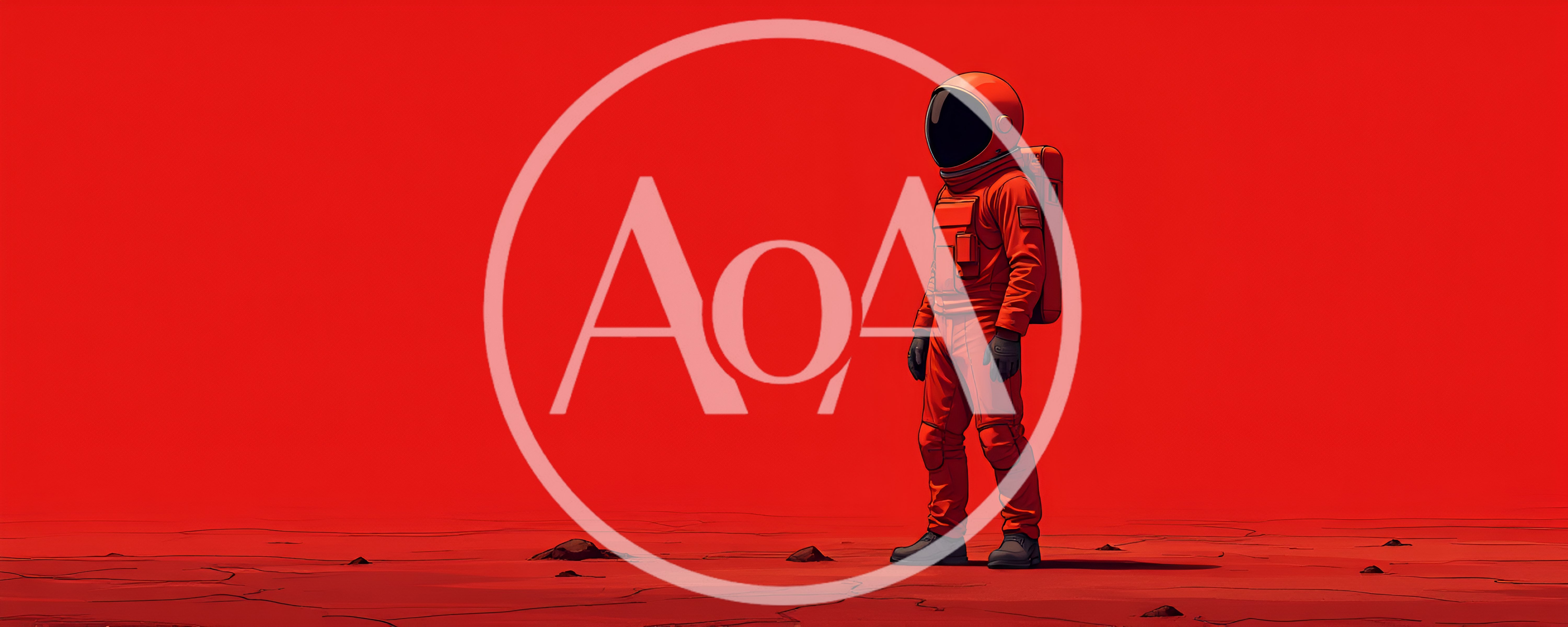 Astronaut Standing Alone On A Red Martian Landscape
