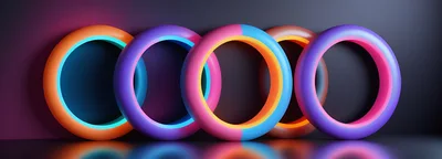 Abstract 3D Neon Rings With Vibrant Gradient Colors