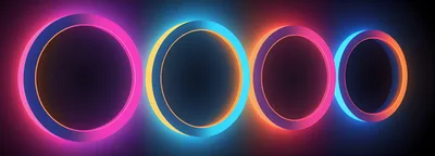 Four Glowing Neon Rings In A Row