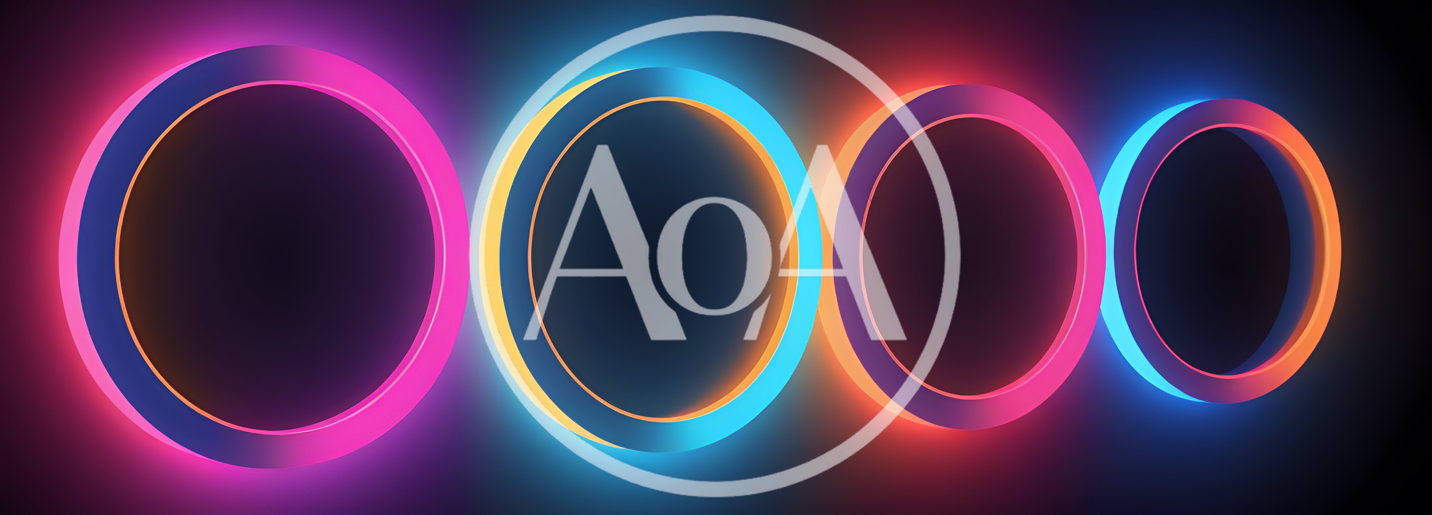 Four Glowing Neon Rings In A Row