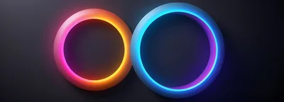 Glowing Neon Infinity Symbol Rings On Dark Background