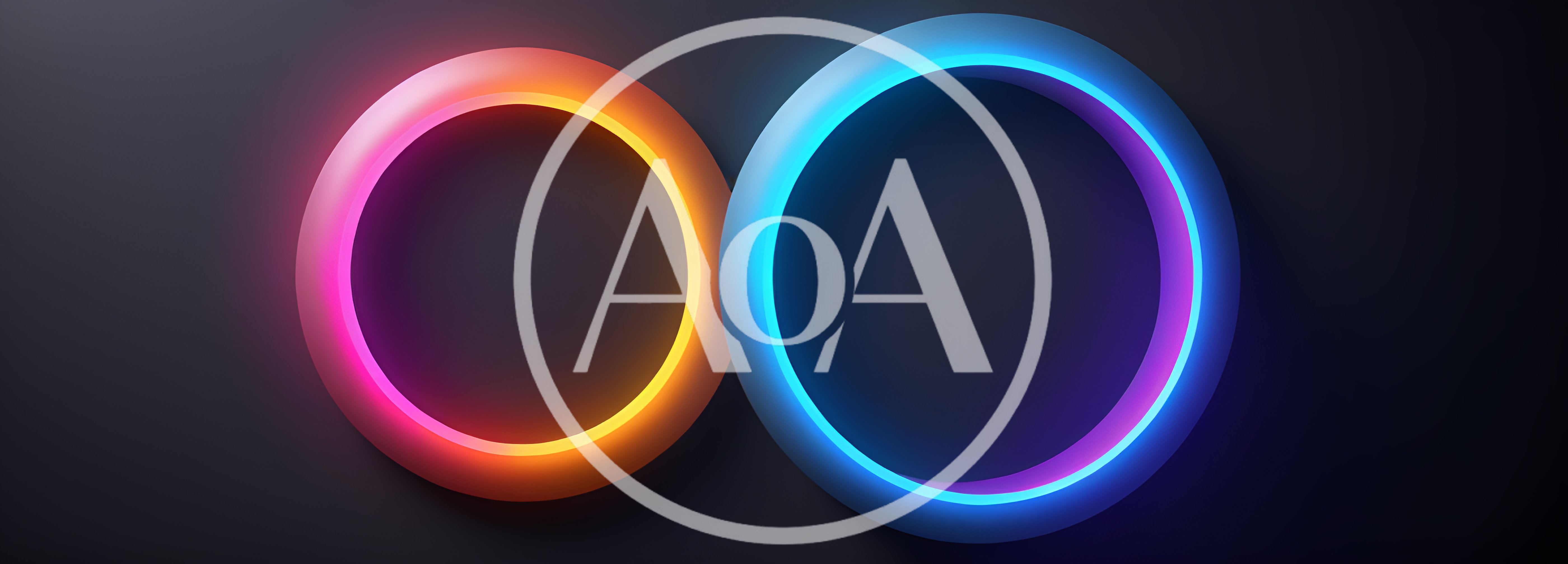 Glowing Neon Infinity Symbol Rings On Dark Background