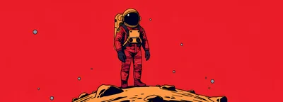 Astronaut Standing On A Rocky Alien Planet Surface