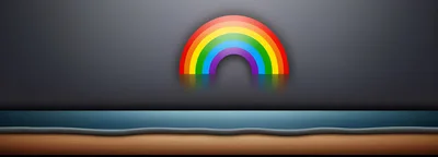 Stylized Rainbow Floating Above A Calm Ocean Surface