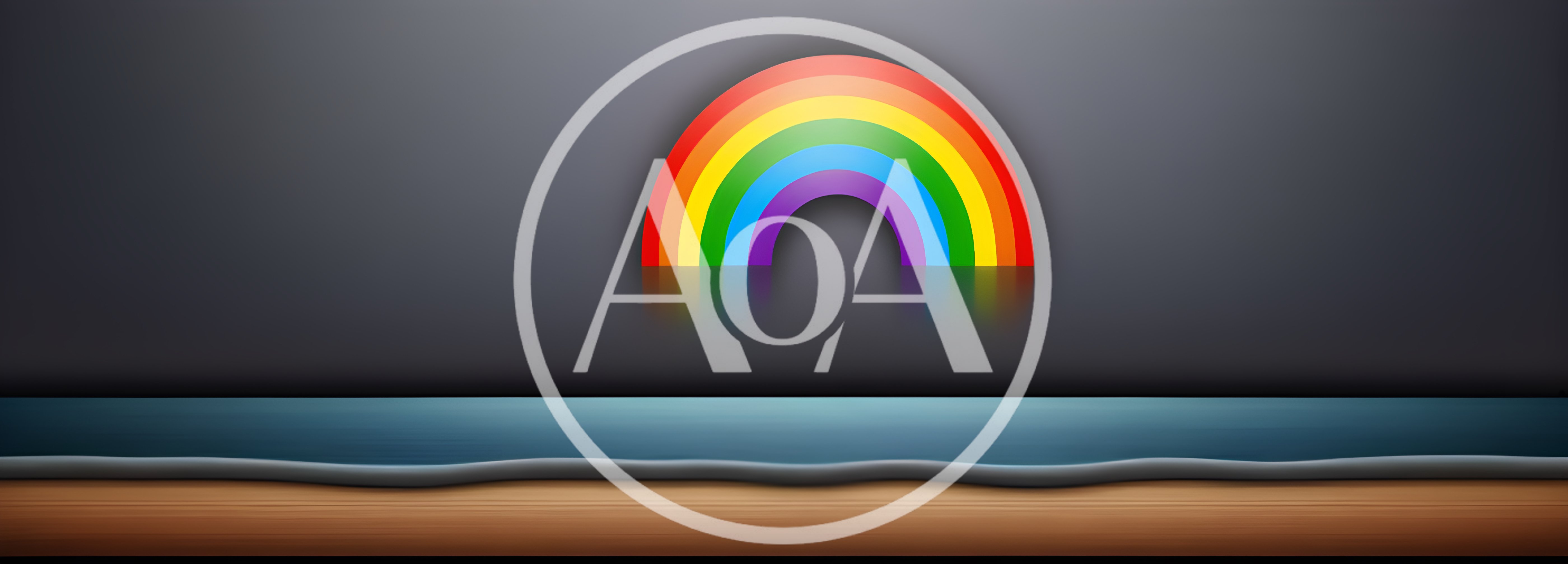 Stylized Rainbow Floating Above A Calm Ocean Surface