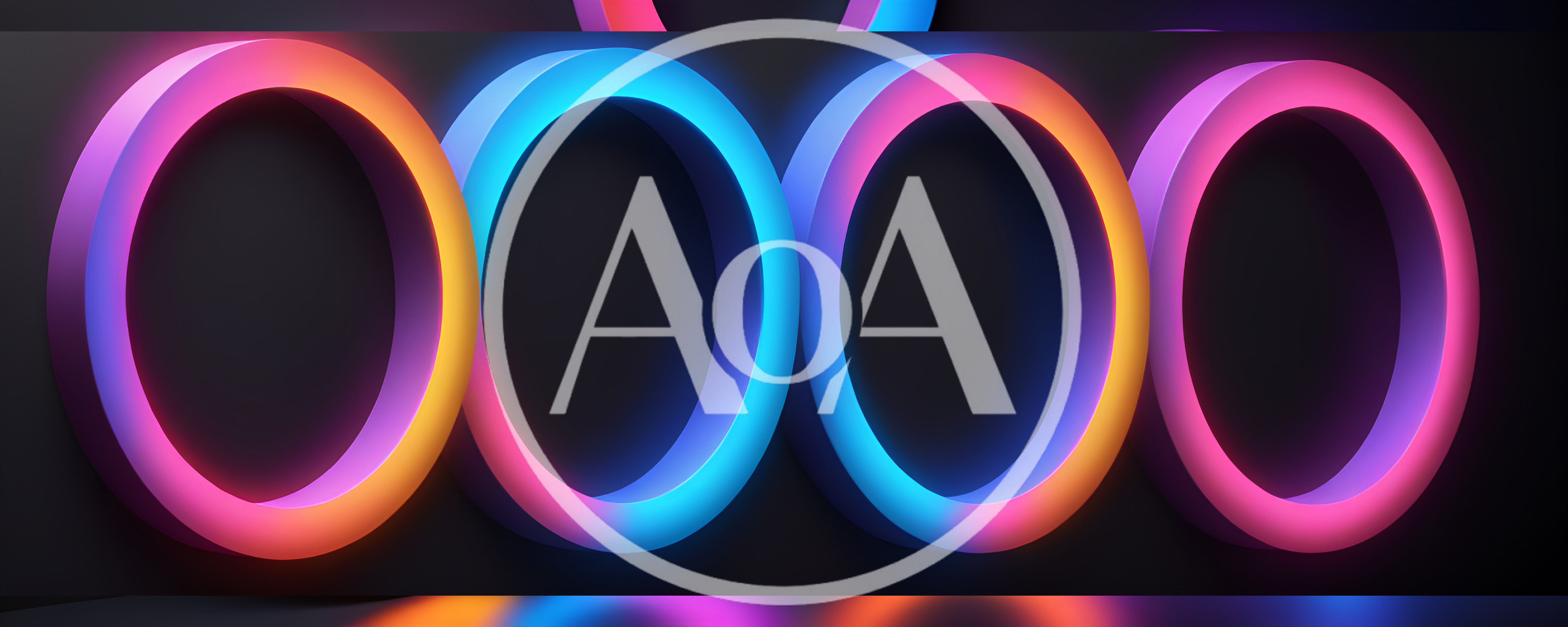Abstract Neon Glowing Rings On Dark Background