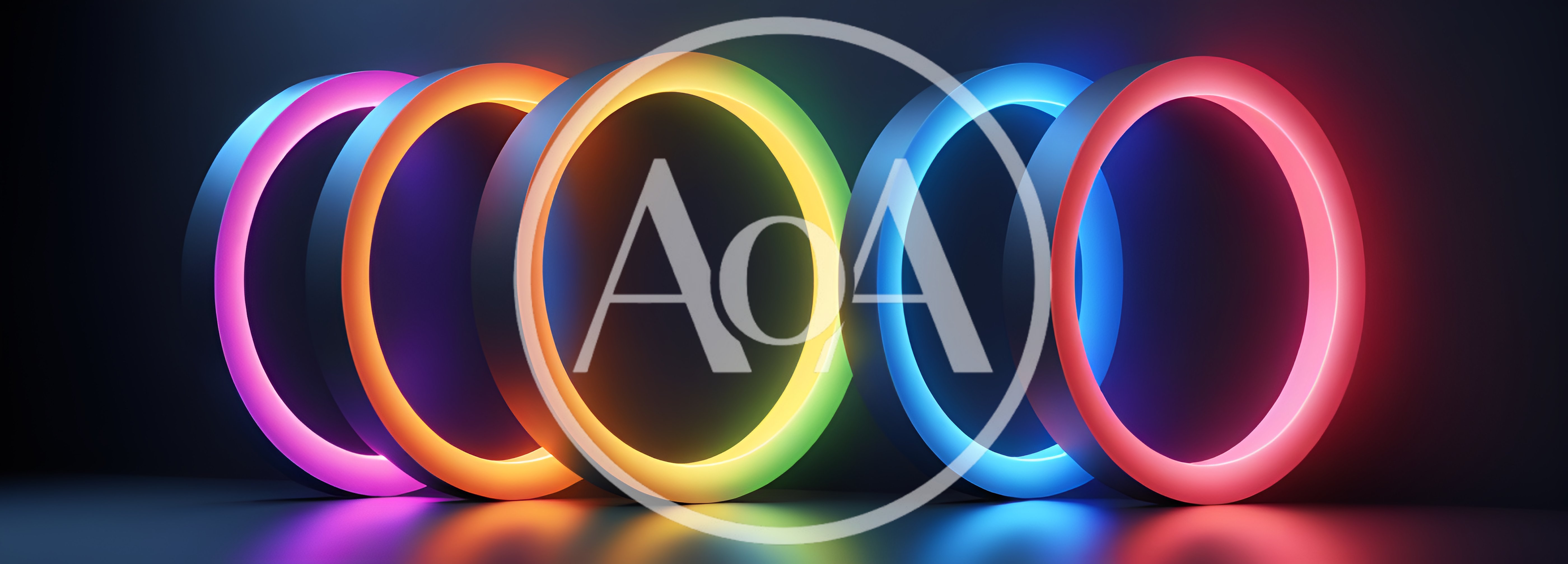Abstract Neon Glowing Rings In Dark Space