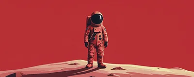 Astronaut Standing Alone On The Surface Of Mars