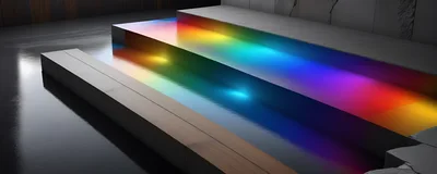 Abstract Rainbow Light Reflection On Modern Architectural Steps