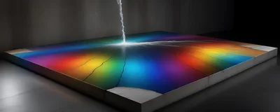 Water Pouring Onto A Vibrant Rainbow Cracked Surface