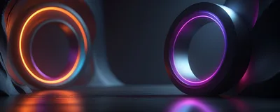 Abstract Neon Rings With Glowing Light Effects