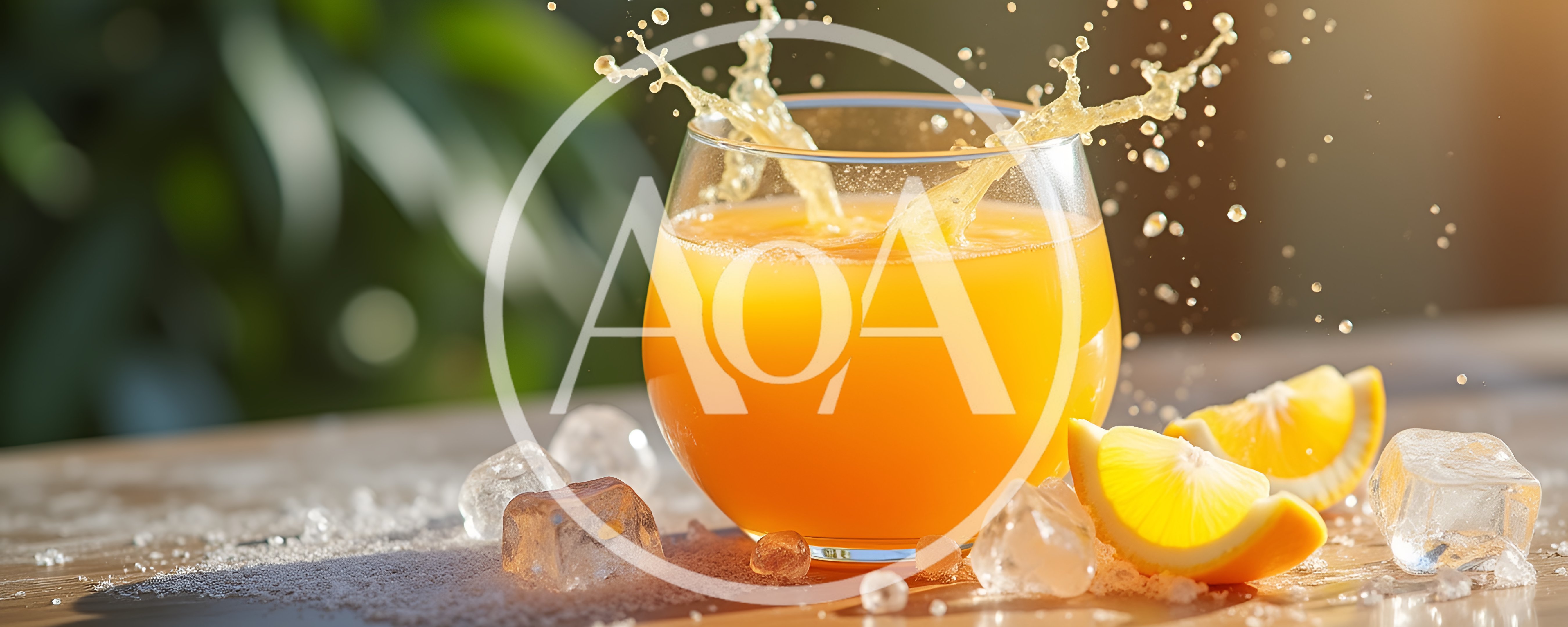 Orange Juice Splashing In A Glass With Ice