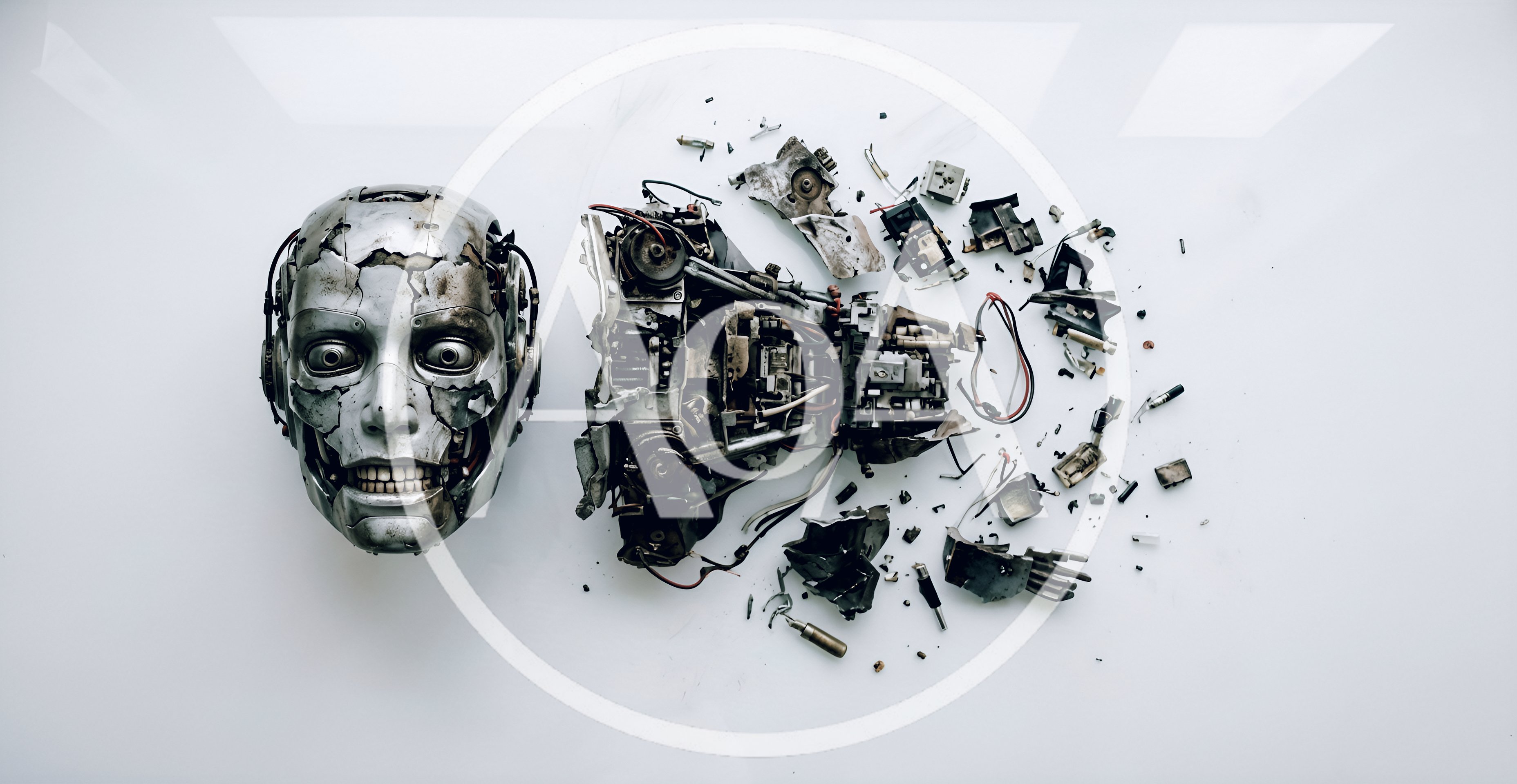 Disassembled Robotic Android Head And Internal Components