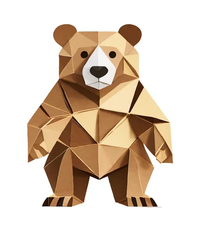 Low Poly Paper Craft Bear Figurine