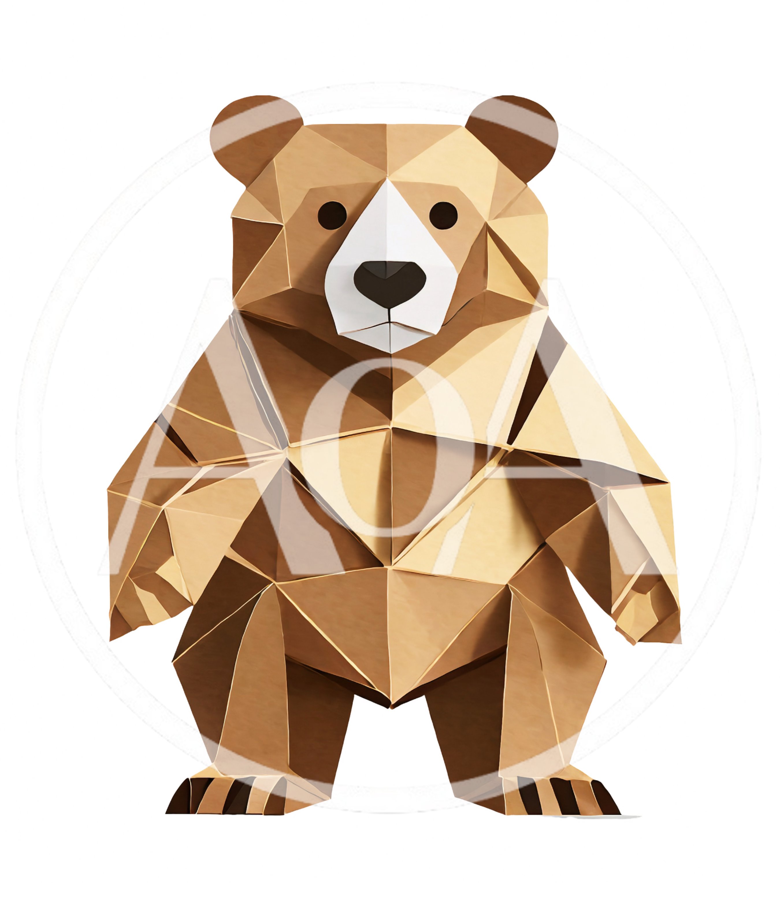 Low Poly Paper Craft Bear Figurine