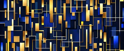 Abstract Geometric Background With Gold And Blue Rectangles