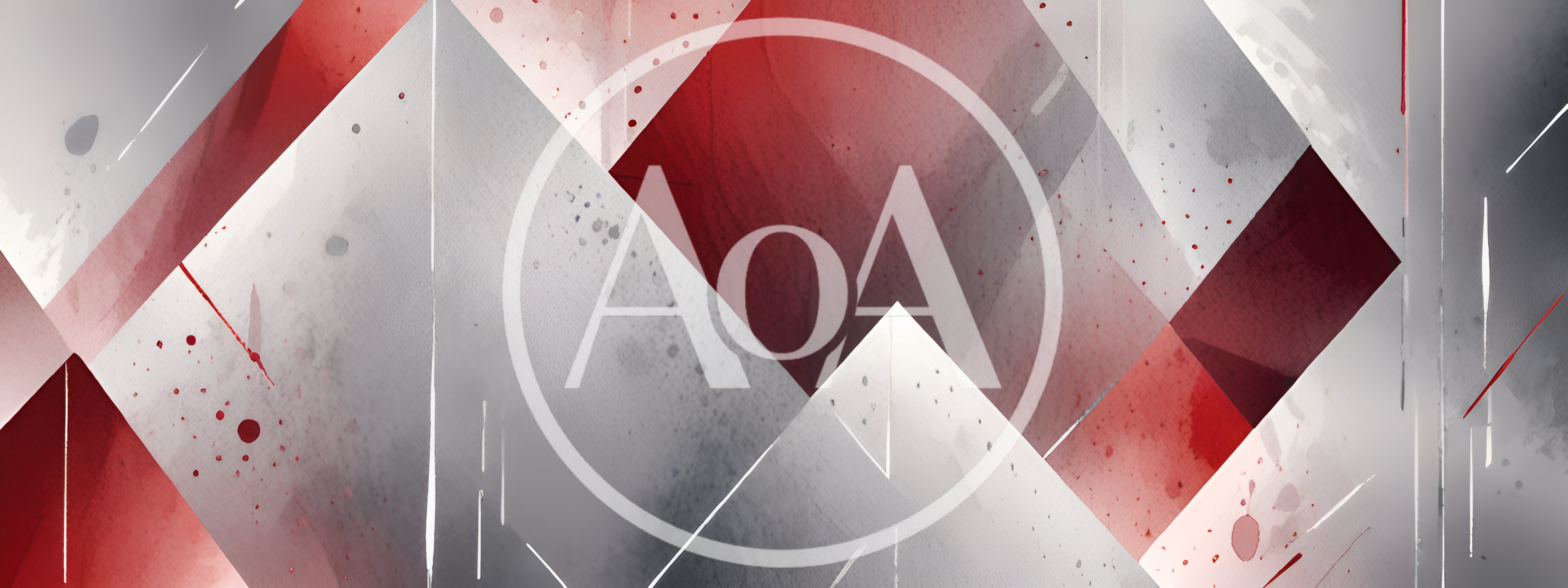 Abstract Geometric Background With Red And Grey Watercolor Textures