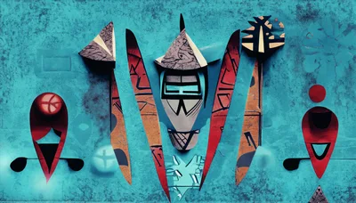 Abstract Tribal Art Composition With Geometric Shapes