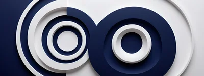 Abstract 3D Geometric Circles In Blue And White