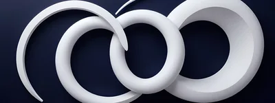 Abstract White Geometric Rings On Dark Blue Background