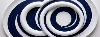 Abstract 3D White Rings On Dark Blue Background