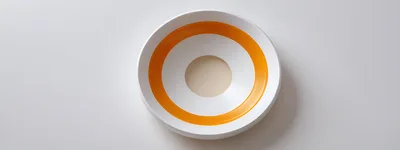 Top Down View Of A Modern Orange And White Bowl