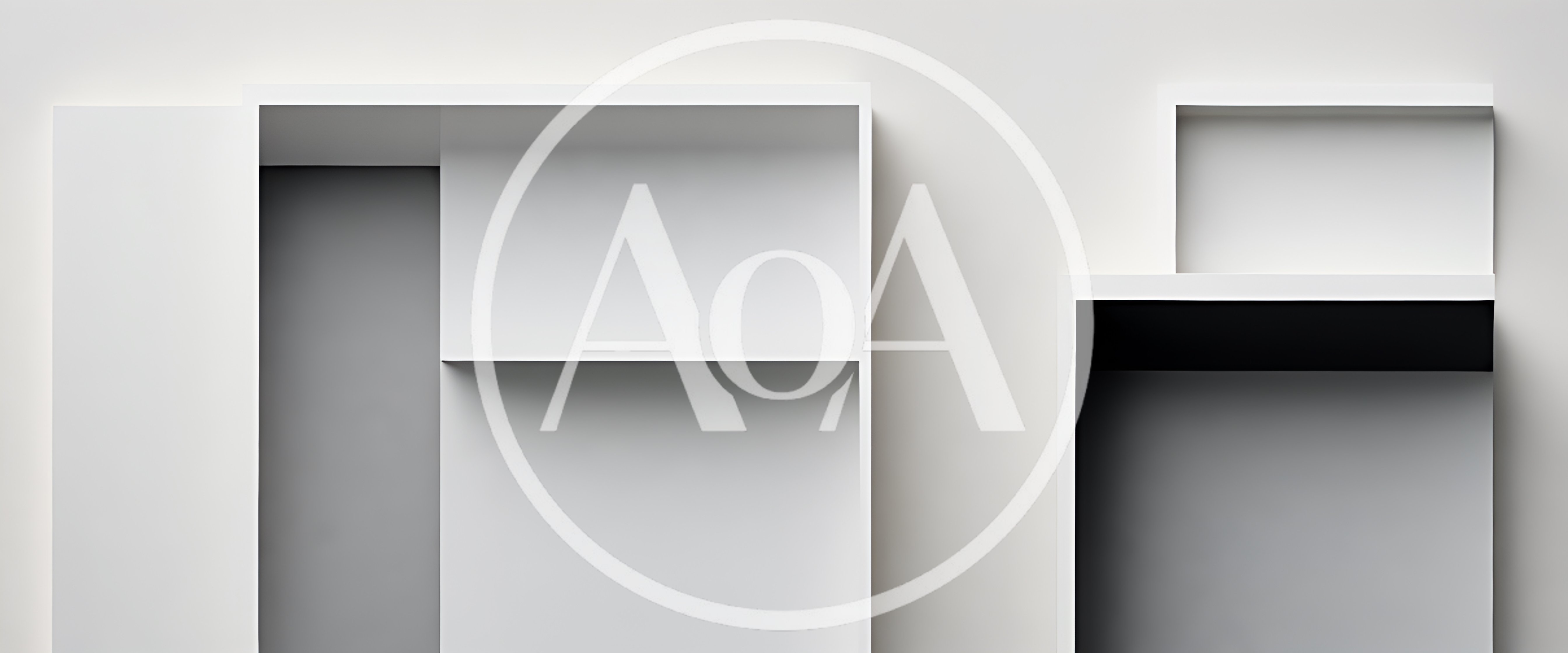 Minimalist Geometric White Shelving Units On Wall