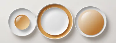 Abstract 3D Rendered Circular Platforms With Golden Spheres