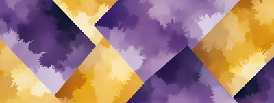 Abstract Geometric Background With Purple And Gold Watercolor Splatters
