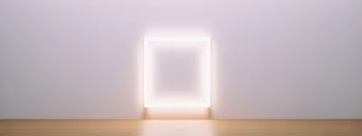 Minimalist Square Neon Light Frame On White Wall
