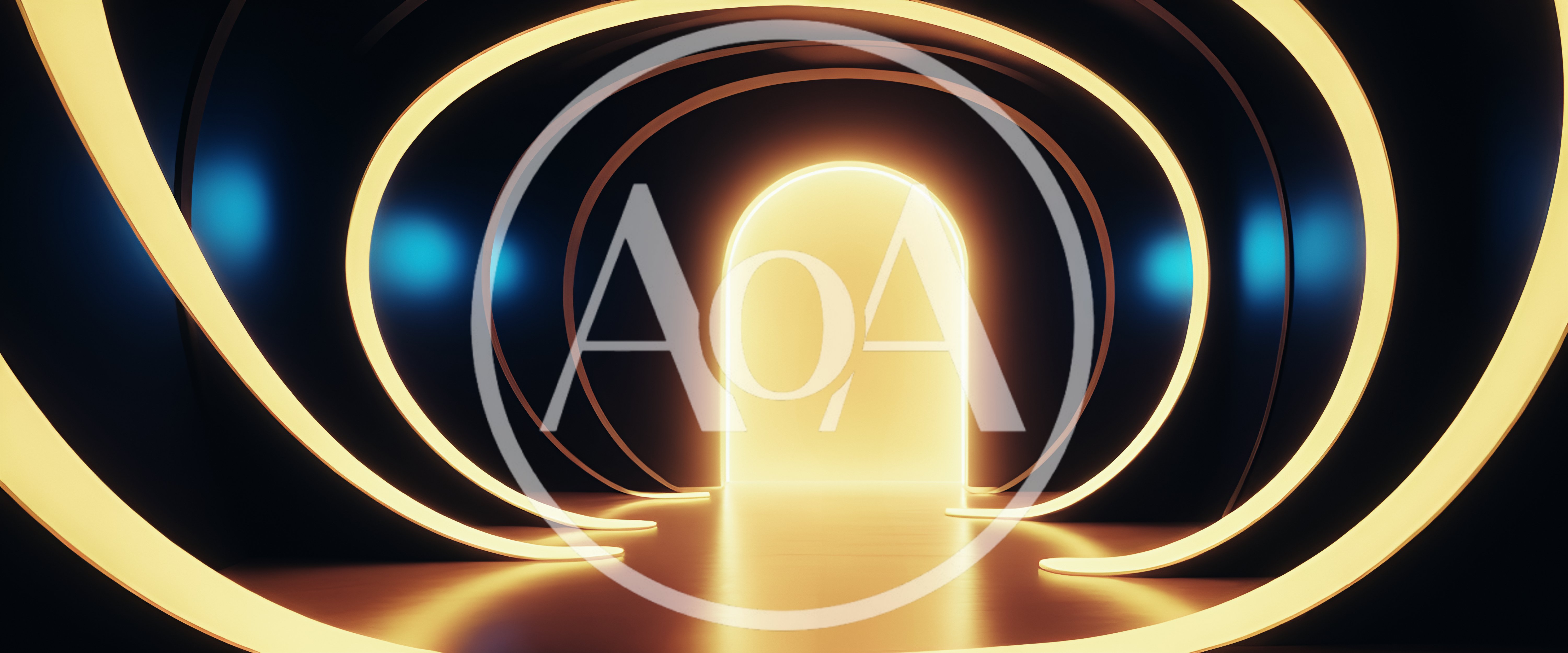Abstract Glowing Archway Tunnel With Golden Light