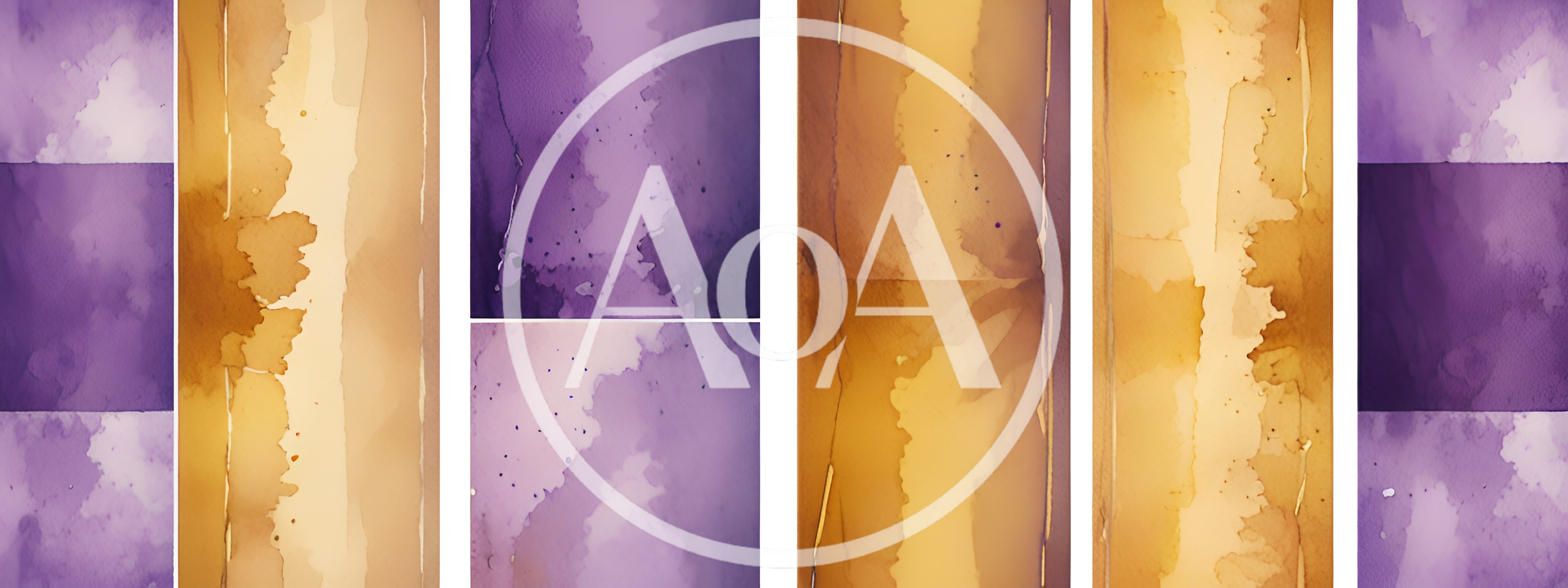 Abstract Watercolor Backgrounds With Purple And Gold Tones