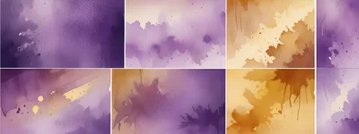 Abstract Watercolor Backgrounds With Purple And Gold Washes
