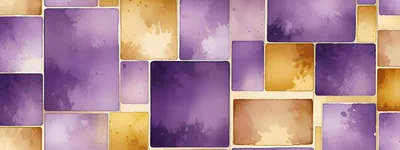 Abstract Watercolor Tile Pattern In Purple And Gold