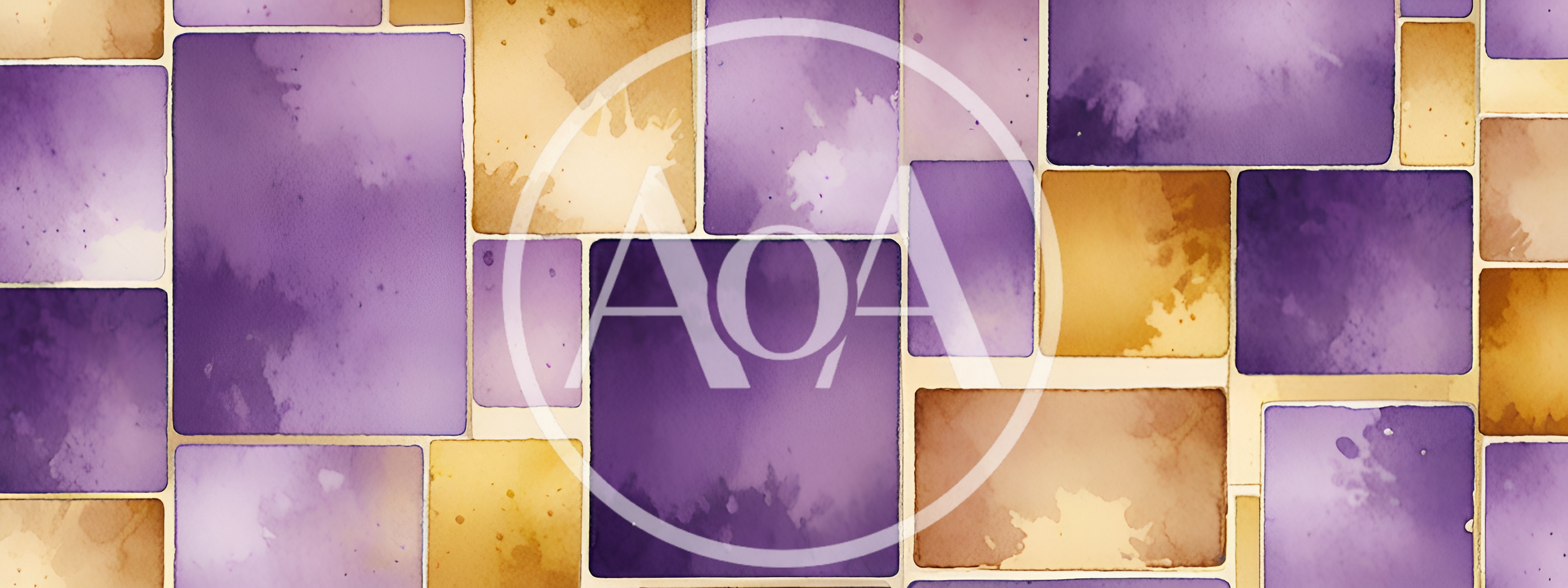 Abstract Watercolor Tile Pattern In Purple And Gold
