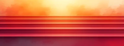 Abstract Red Staircase Against A Glowing Sunset Background