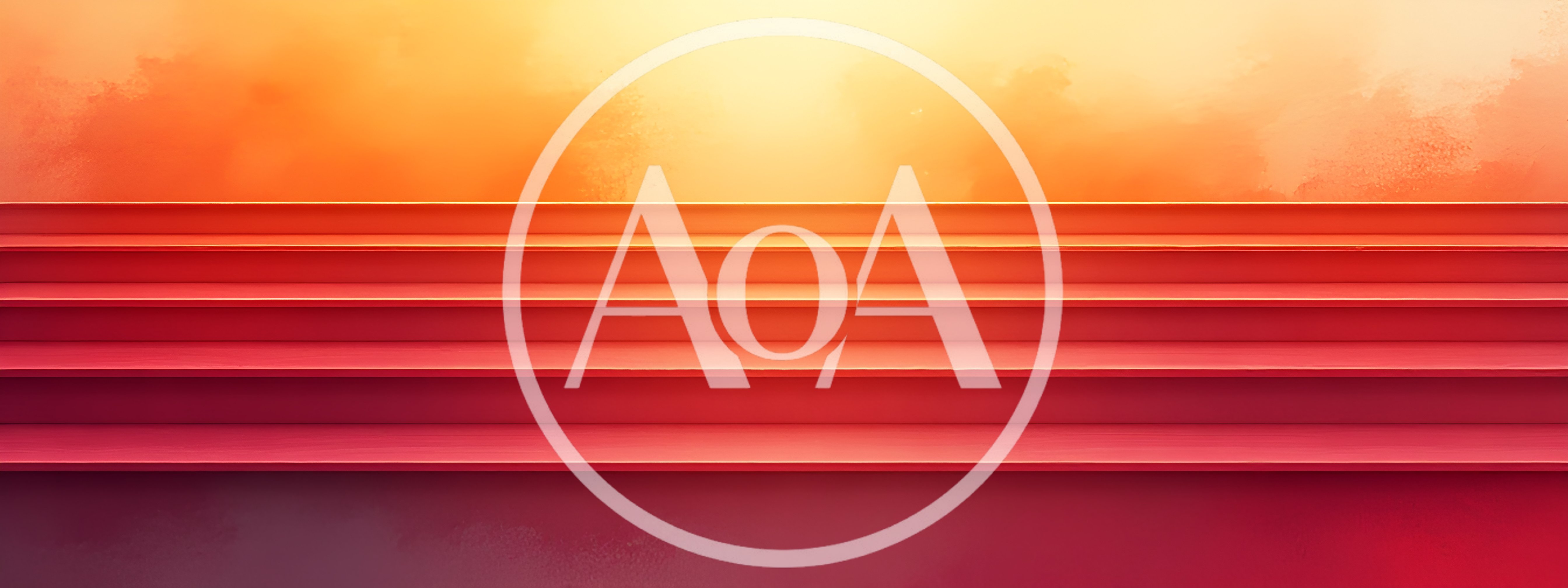 Abstract Red Staircase Against A Glowing Sunset Background