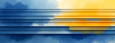 Abstract Horizontal Layers With Watercolor Blue And Yellow Texture