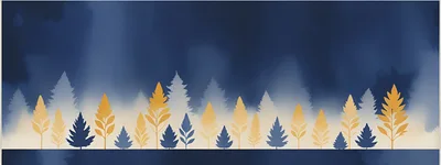 Abstract Watercolor Forest With Golden Foliage