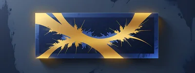 Abstract Golden Paint Splatter on Dark Blue Background