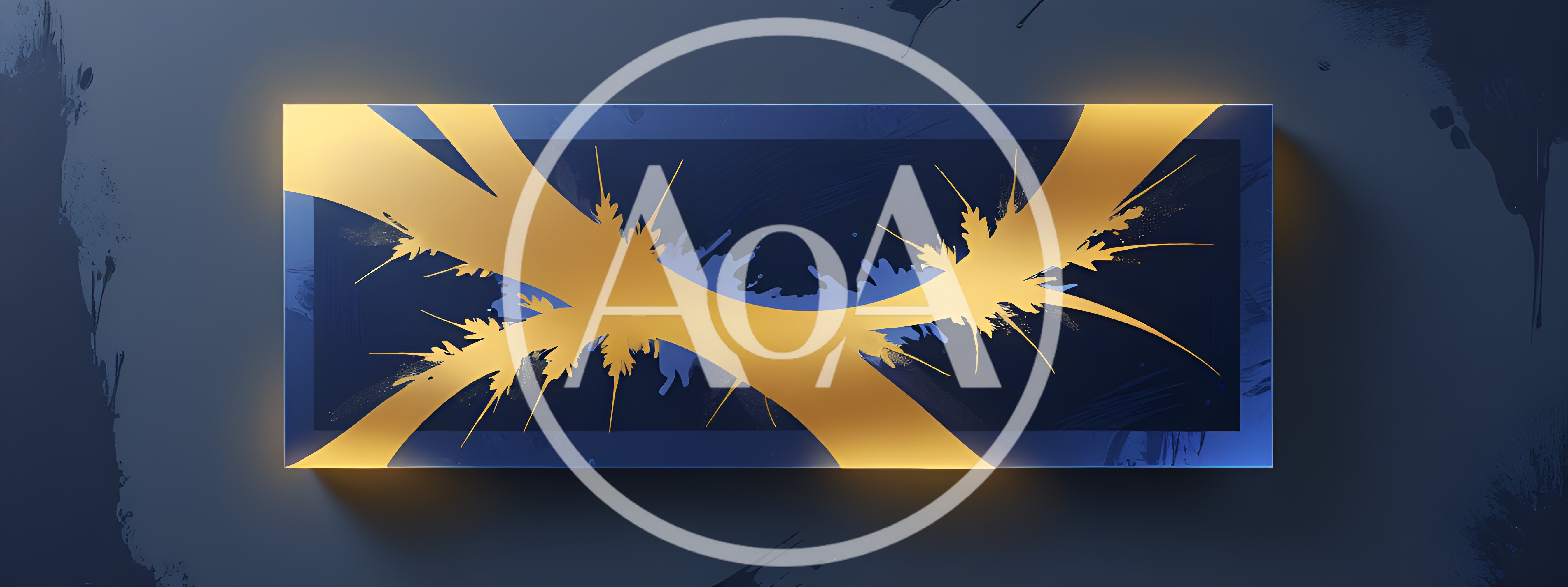 Abstract Golden Paint Splatter on Dark Blue Background