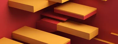 Abstract 3D Geometric Blocks In Red And Orange