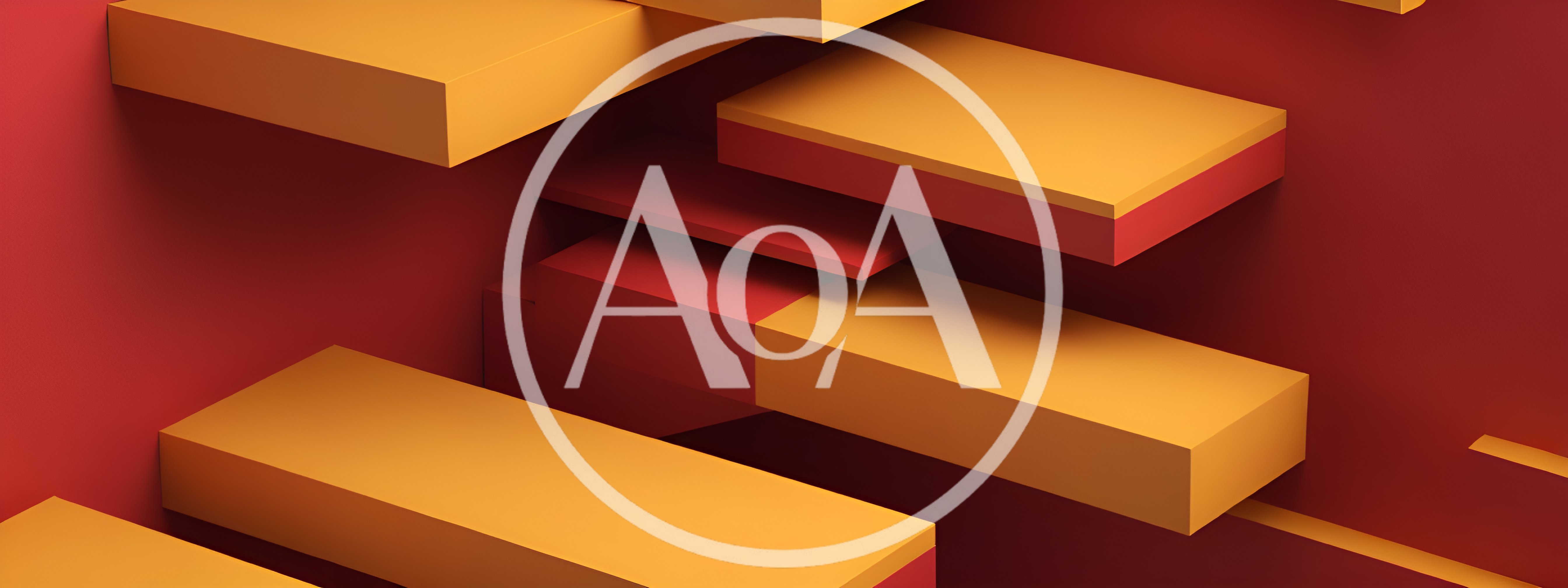 Abstract 3D Geometric Blocks In Red And Orange