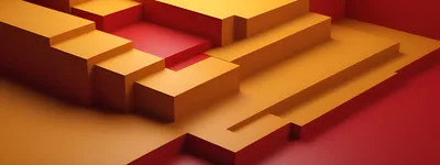 Abstract Geometric Staircase With Orange And Red Tones