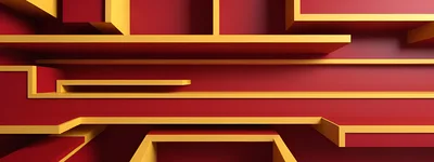Abstract Geometric Red And Yellow Architectural Structure